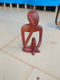 Sculpture "Le Penseur" en bois naturel - Art Africain Fait Main